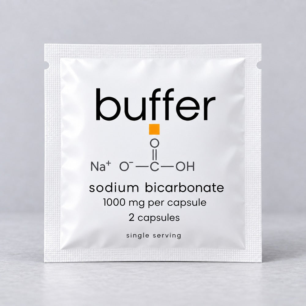 Buffer sample sachet: sodium bicarbonate, 2 capsules, 2,000 mg total